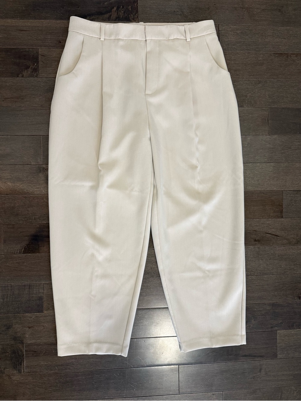 Zara Women's Cream Cropped Tailored Pants